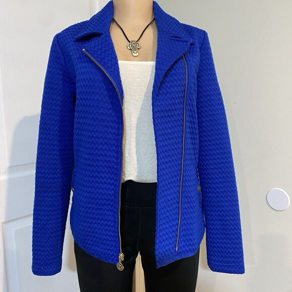 anne klein jacket womens Small royal blue with gold ziper and buttons corpcore - Picture 2 of 10